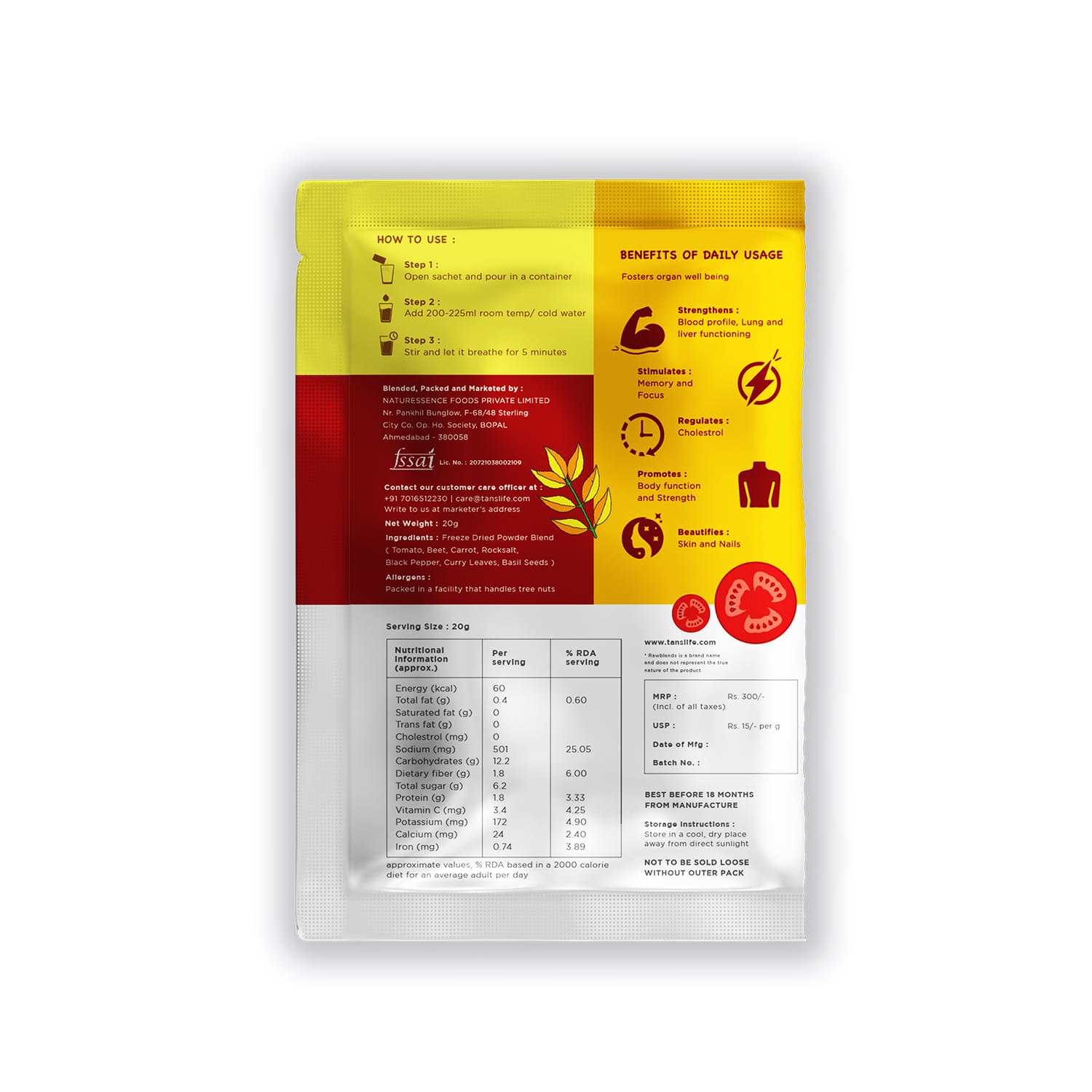 TANS EB2 rawblends showcasing packaging.